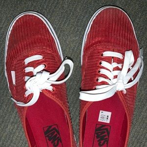 Vans red velvet/corduroy shoes
